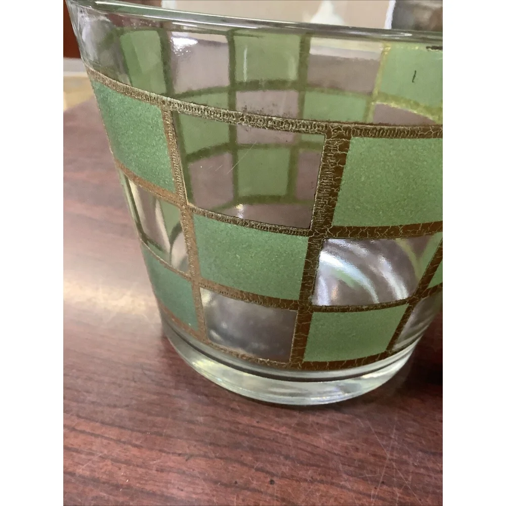 Culver 22K Gold Green Ice Bucket 4.75” MCM Vintage